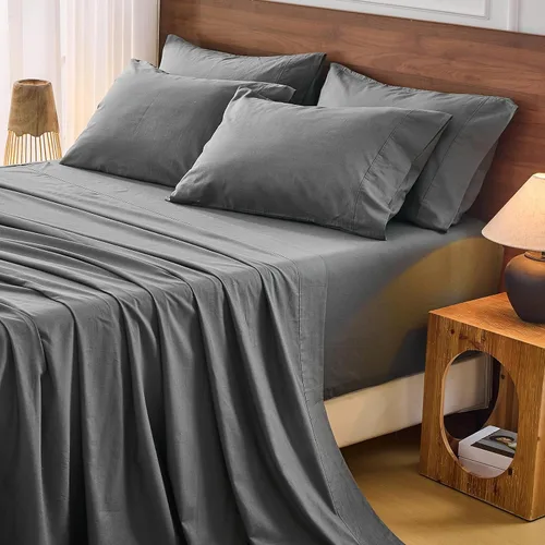 Miniatura 33 de Bedlifes Juego de sábanas de 100 % lino francés tamaño Queen, estampado floral, patrón botánico transpirable, bolsillo profundo de 16 pulgadas, 4