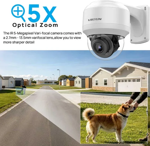 Miniatura 3 de VIKYLIN Cámara 4K PTZ para exteriores 8MP IP POE con audio de 2 vías, zoom óptico Pan Tilt 5X/Cámara PTZ de seguridad de lente de 2.7 ~ 0.531 in