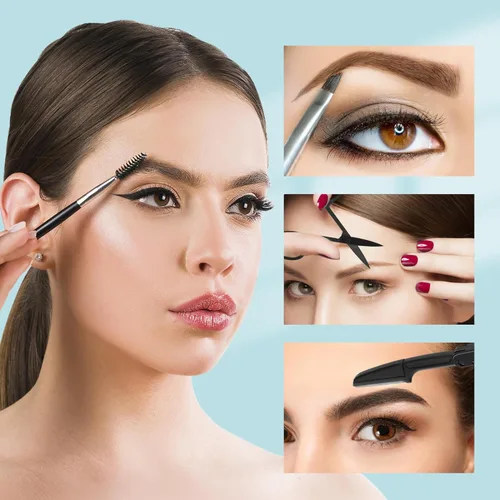 Miniatura 4 de SWEET VIEW Juego de 7 pinzas para cejas para mujeres, pinzas de precisión con tijeras para cejas y navaja y bobina para depilación facial, barbilla