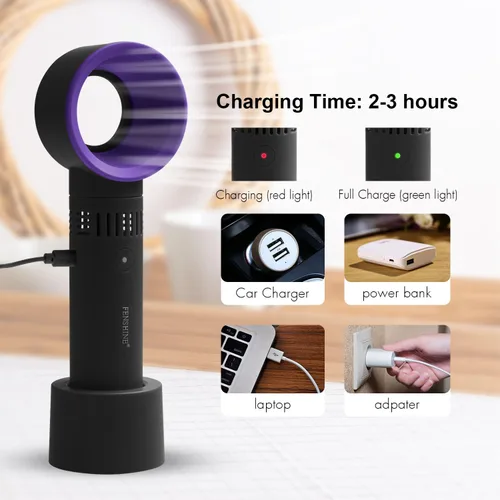 Miniatura 4 de Miniventilador portátil recargable por USB, sin aspas, para extensiones de pestañas, soplador de aire acondicionado para suministros esenciales