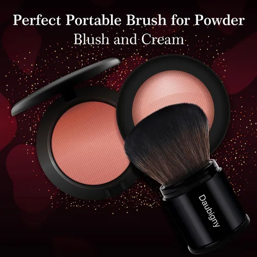 Miniatura 6 de Daubigny - Brocha de maquillaje retráctil Kabuki, brochas de base de viaje para base de maquillaje para rubor bronceador y polvo.. Negro