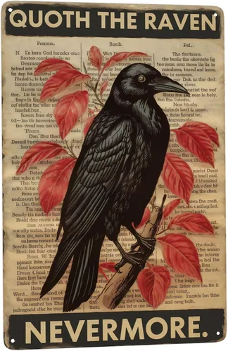 Edgar Allan Poe - Placa de pared gótica literaria con cita de 8 x 12 pulgadas para sala de estudio, biblioteca y decoración vintage para amantes de
