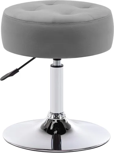 Miniatura 10 de DUHOME Taburete de tocador de cuero PU taburete de maquillaje silla de tocador altura ajustable taburete giratorio redondo otomano negro