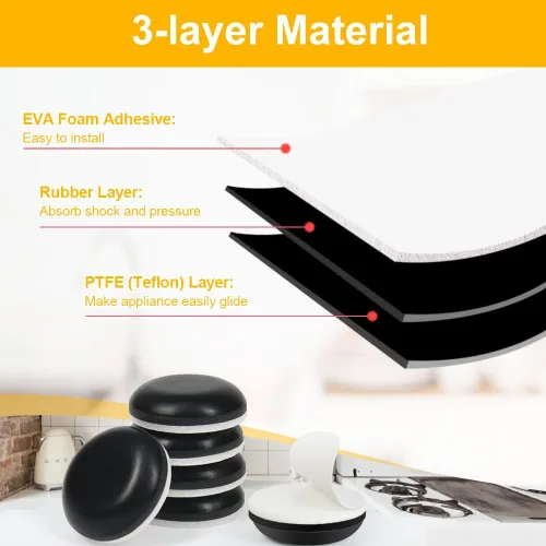 Miniatura 3 de Deslizadores de electrodomésticos de cocina, 16 piezas autoadhesivas para electrodomésticos pequeños, fáciles de mover y ahorrar espacio, accesorios