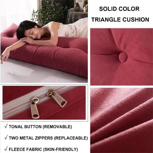 Miniatura 2 de Almohada triangular grande de cuña de lectura, cojín de cabecera para reposo en cama, almohada de forro polar para cabecero, respaldo con funda