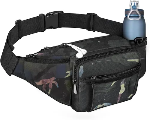 Miniatura 10 de NOOLA Riñonera de Cintura para Hombres Mujeres, Bolsa de Cintura Ligera con Soporte para Botella de Agua, Bolsa de Cintura Ajustable con Múltiples
