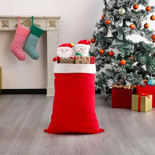 Miniatura 2 de DYSHAYEN Saco de Santa Bolsa de Regalo de Navidad 19.7 X 27.6 Pulgadas Bolsa Grande de Lona de Santa Claus para Suministros de Fiesta de Xmas (Rojo)