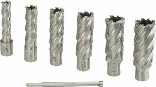 Miniatura 9 de Steel Dragon Tools MD45 Prensa de taladro magnético con 7PC 2in. Kit de cortador anular HSS