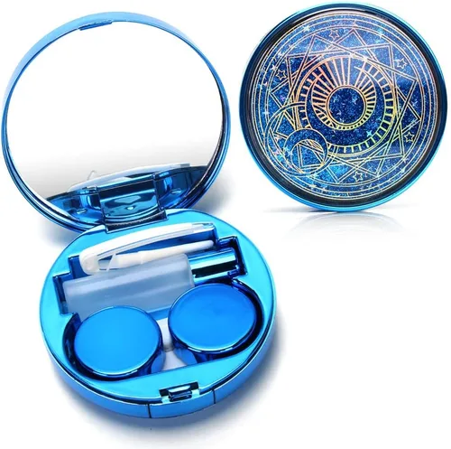 Miniatura 13 de ofone Estuche para lentes de contacto, estuche de lentes de contacto con patrón de monedero, kit de viaje con herramienta removedora, pinzas, C-rosa