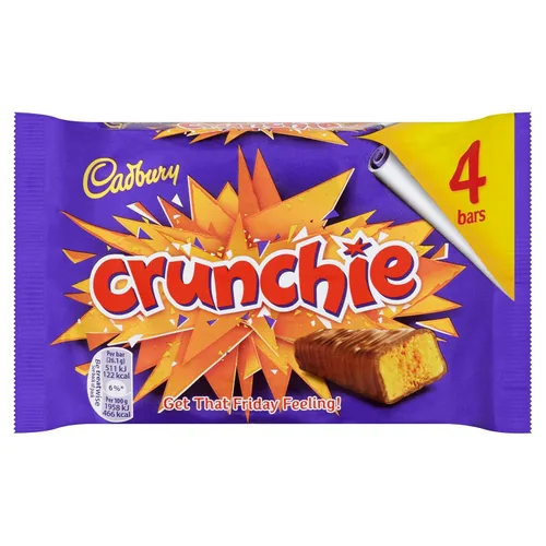 Cadbury Crunchie (4 x 26.1g barras de chocolate) 104.4g Chocolate del Reino Unido / Chocolate británico