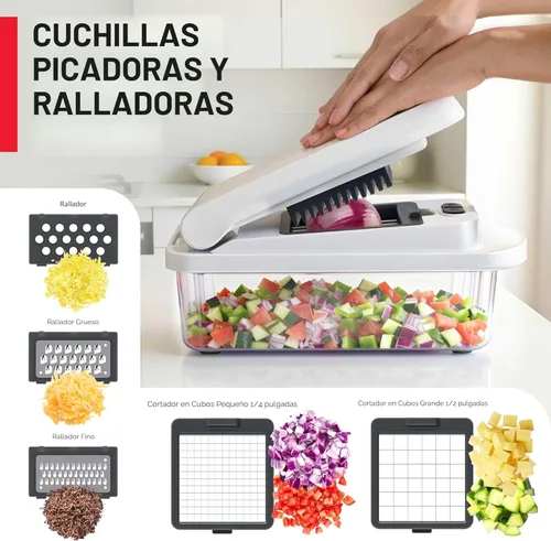 Miniatura 5 de Mueller El verdadero picador original profesional desde 2013 Cortador de verduras mandolina, picador de alimentos de 8 cuchillas, picador de cebolla