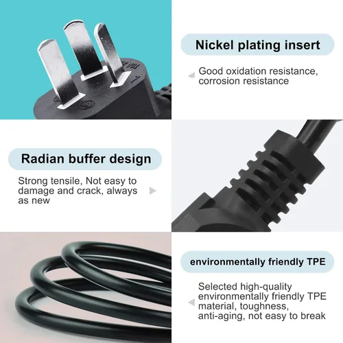 Miniatura 2 de Cable de alimentación de CA universal de 13.2 pies con 3 puntas de repuesto para cinta de correr plegable 2 en 1 Goplus, cintas de correr