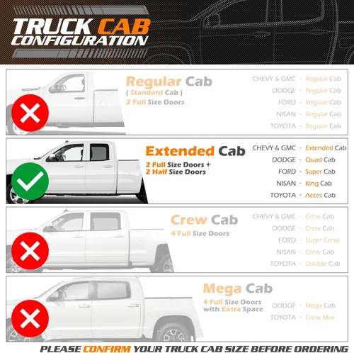 Miniatura 3 de M-Auto Estribos de 6.75 pulgadas, barras laterales compatibles con Chevy Silverado GMC Sierra 1500 2500HD 3500HD 2019-2025, cabina extendida, barras