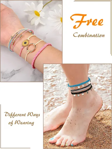 Miniatura 4 de Hicarer 21 pulseras de olas surfistas ajustables e impermeables hechas a mano para la amistad, joyería para mujer