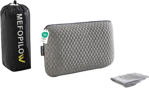 Miniatura 13 de Almohada de viaje de espuma viscoelástica con funda lavable y bolsa de transporte, almohada de cuello compacta, suave y transpirable para avión
