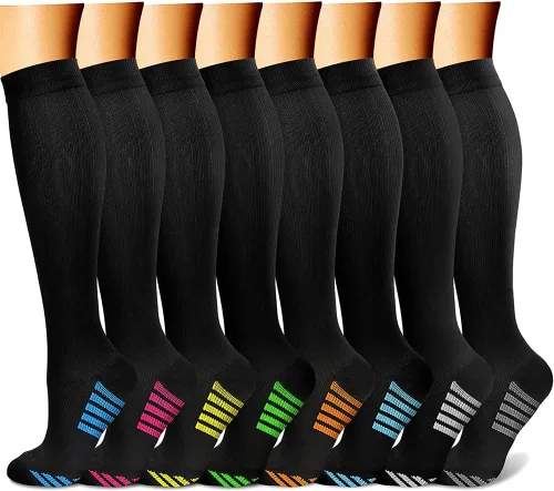 Miniatura 41 de CHARMKING Calcetines de compresión para mujeres y hombres para circulación (8 pares) 15-20 mmHg, mejor soporte para ciclismo atlético