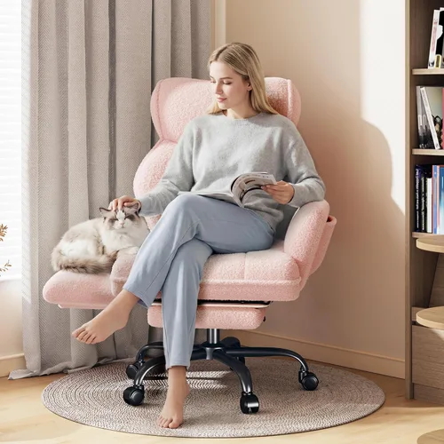 Miniatura 7 de DurayLoly Silla de oficina grande y alta con brazos y respaldo ajustables, silla de oficina ergonómica con reposapiés y tela cómoda para oficina