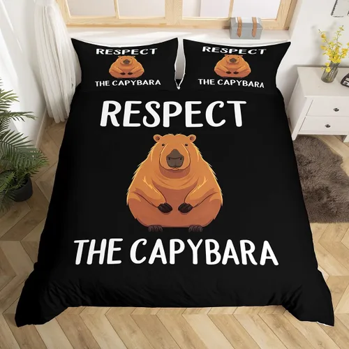 Miniatura 13 de Erosebridal Cute Capybara Duvet Cover Twin Kawaii Capybara Eating Ice Cream Comforter Cover for Kids Teens Cartoon Cute Animals Bedding Set Cake
