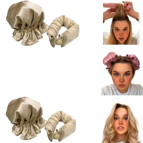 Miniatura 10 de Juego de rizadores de cabello sin calor, rodillos de satén con tapas para rizos nocturnos, kit de rizado para cabello largo, juego de dormir