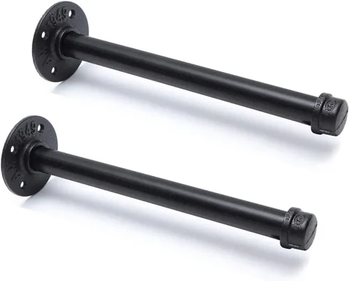 Miniatura 14 de Soportes industriales de tubo de hierro negro de 3/4 pulgadas, soportes rústicos para colgar en la pared, soportes de tubería personalizados