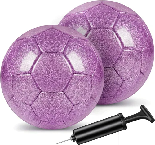Miniatura 10 de 2 pelotas de fútbol con purpurina plateada con bomba y aguja, kit de pelota de fútbol para regreso a la escuela, regalos de cumpleaños, pelota