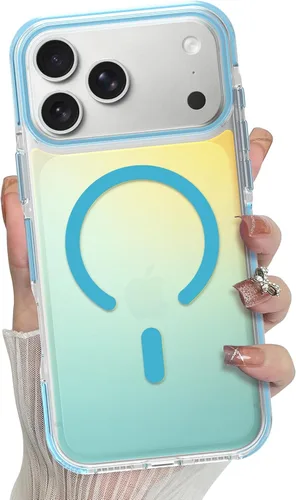 Miniatura 16 de Bonoma Funda magnética para iPhone 13 【Soporte para Magsafe】Protector de cámara de lujo de cristal fluorescente iridiscente con láser brillante + 2