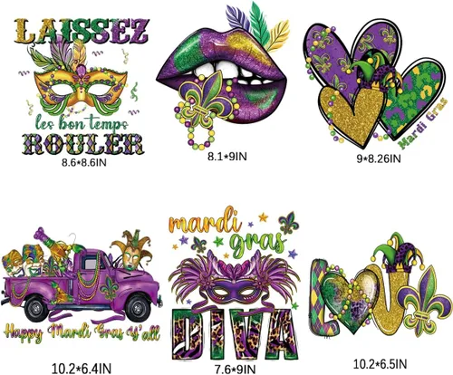 Miniatura 2 de Doneace Parches de transferencia termoadhesivos para el día de San Valentín, Mardi Gras, máscara de mascarada, patrón de labios de payaso