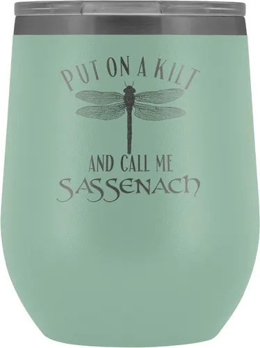 Miniatura 6 de Outlander Vaso de vino Put On A Kilt and Call Me Sassenach de 12 onzas de acero inoxidable grabado, taza para bebidas frías y calientes, color negro