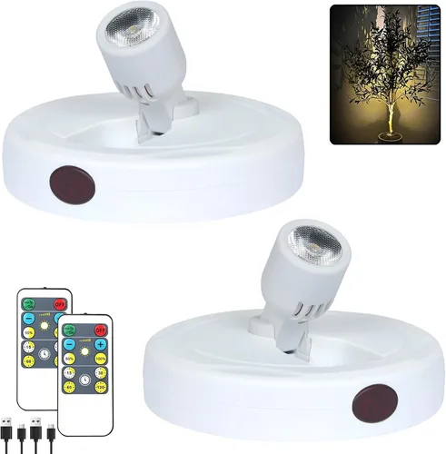 Miniatura 18 de HAMVIDNE Foco LED, luces de foto a batería, iluminación ascendente para interior, luces de disco con 2 controles remotos, luz de punto regulable