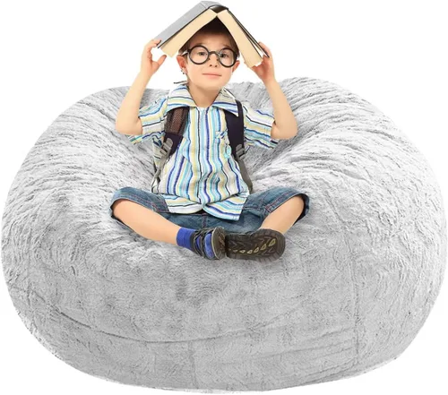 Miniatura 55 de BCU Funda para Silla Puf Ultra Suave Esponjosa de Piel Sintética Falsa Funda para Puf de Felpa Funda para Sillas de Sala de Estar para Adultos