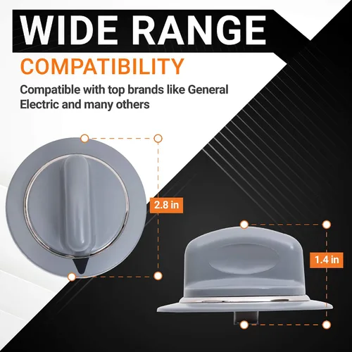 Miniatura 3 de WE1M964 - Pomo de control del temporizador de secadora con anillo de metal de BlueStars – Compatible con secadores GE – Reemplaza 1811122 AP4980845