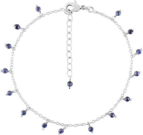 Miniatura 52 de Yanara Tobilleras de piedras preciosas para mujer, piedra natal natural, chapada en plata, joyería hecha a mano en 8.5 + 1.5 pulgadas, cristales