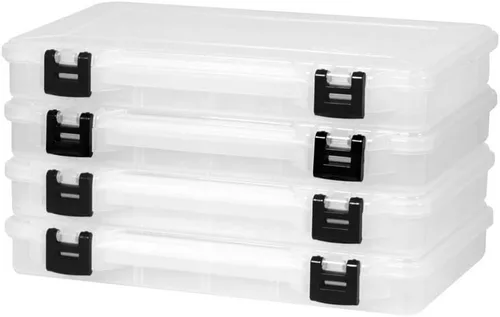 Plano ProLatch 3700 StowAway - Paquete de 4 unidades, transparente y negro, sistema de bloqueo ProLatch, diseño transparente para identificar