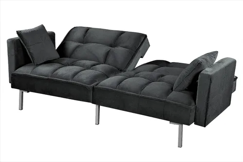 Miniatura 4 de Container Furniture Direct Regal - Sofá cama convertible de terciopelo con estilo de mediados de siglo, diseño copetudo y patas de metal, ideal