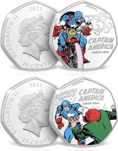 Miniatura 7 de Paquete completo de la colección completa conmemorativa oficial del Capitán América, 14 monedas/medallas de las escenas más memorables