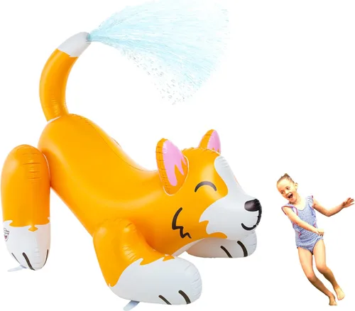 BigMouth Inc. Ginormous - Aspersor inflable de verano Corgi para patio, perfecto para diversión de verano, aspersor de perro feliz