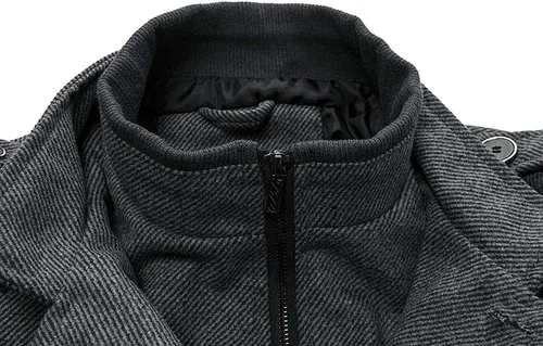 Miniatura 4 de Wantdo - Chaqueta cortavientos de cuello alto para hombre, mezcla de lana