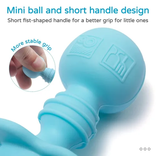 Miniatura 3 de Utensilios de silicona, juego de tenedor y cuchara para bebé, utensilios de entrenamiento, etapa de destete LED para bebés de 6 meses (azul)