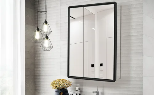 Miniatura 23 de Botiquín de baño de 16 x 20 pulgadas con espejo con marco dorado, gabinete de almacenamiento empotrado o de montaje en superficie, diseño rústico