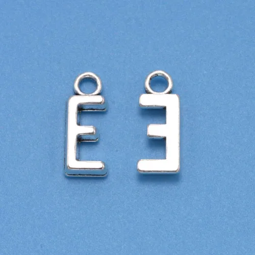 Miniatura 6 de 50pcs plata antigua letra E aleación colgante encantos para bricolaje joyería fabricación para collares, pulseras llaveros más, aleación, Aleación.