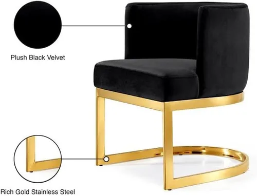 Miniatura 6 de Meridian Furniture Gianna Collection Modern Silla de comedor tapizada de terciopelo contemporáneo con marco de metal dorado pulido, 24 pulgadas
