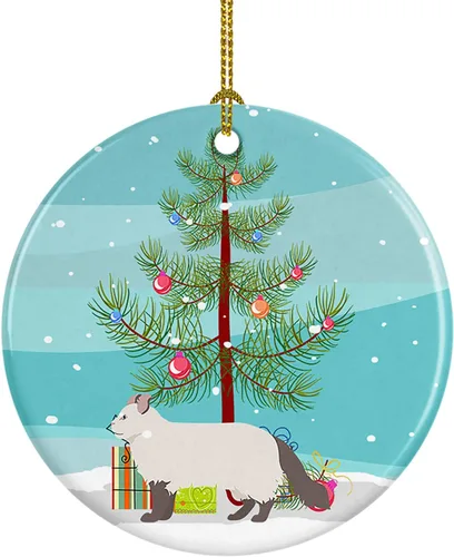 Miniatura 135 de Caroline's Treasures Adorno de cerámica con texto en inglés "Merry Christmas" para colgar en el árbol de Navidad, decoración para el hogar, Navidad