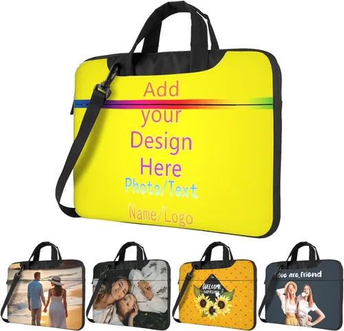 Miniatura 10 de Funda personalizada para laptop personalizada, añade tu foto, texto, maletines para portátil Púrpura2