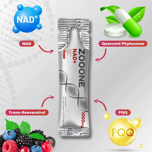 Miniatura 2 de Suplemento de Bolsitas Líquidas NAD+ 1000mg - Ribósido de Nicotinamida Premium y Resveratrol para Energía Celular, Potenciador NAD Avanzado