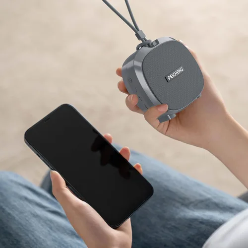 Miniatura 6 de PEICHENG Altavoz, pequeño altavoz portátil Bluetooth inalámbrico IPX5 impermeable para ducha, sonido estéreo fuerte, graves profundos, par TWS, Gris