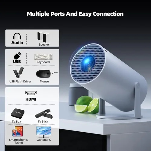 Miniatura 15 de Proyector con WiFi y Bluetooth, Mini Proyector, Soporte 4K 1080P Proyectores de Películas Inalámbricos Portátiles 220° Giratorio Pantalla de 130