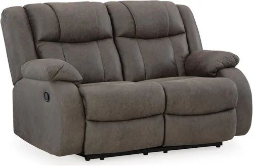 Miniatura 32 de Signature Design by Ashley First Base - Sofá reclinable manual de piel sintética contemporánea, color gris