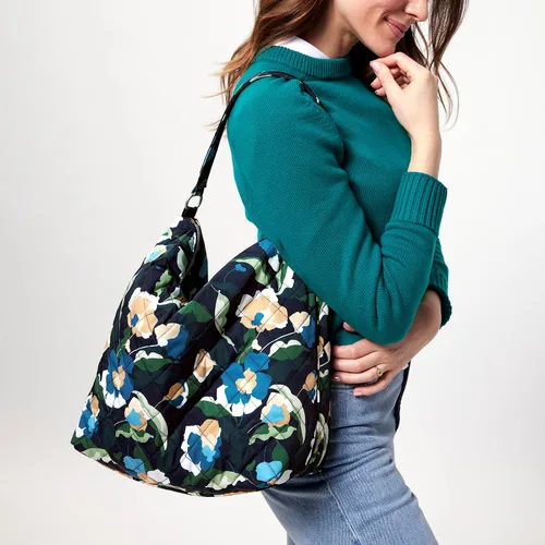 Miniatura 4 de Vera Bradley Bolso de hombro Hobo de gran tamaño de sarga de alto rendimiento