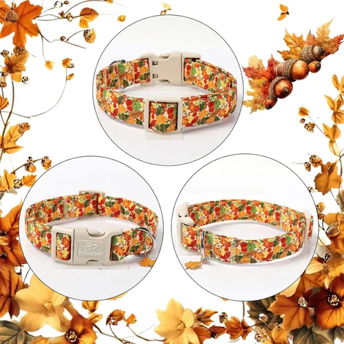 Miniatura 6 de Collar de otoño para perro, lindo collar de cachorro con hojas de otoño, ligero, cómodo, ajustable, para mascotas pequeñas, medianas y grandes
