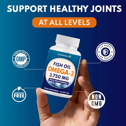 Miniatura 5 de Aceite de pescado Omega 3 Triple Strength 3750 mg - EPA y DHA - Más de 3000 mg de ácidos grasos omega-3 - 1350 mg EPA + 900 mg DHA - Los mejores